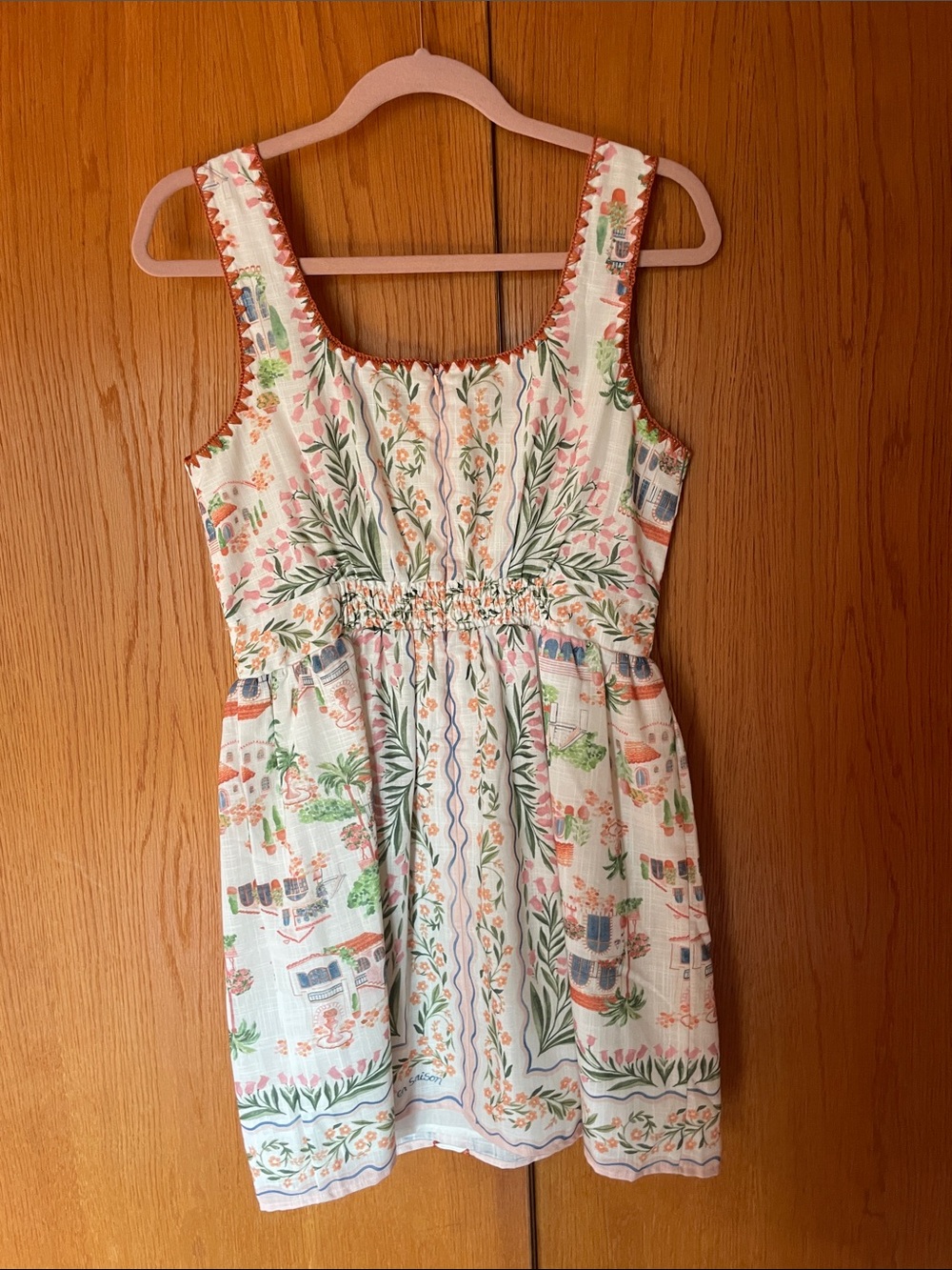 En Saison White Mini Dress with Green & Terracotta Floral Print - Picture 4 of 10